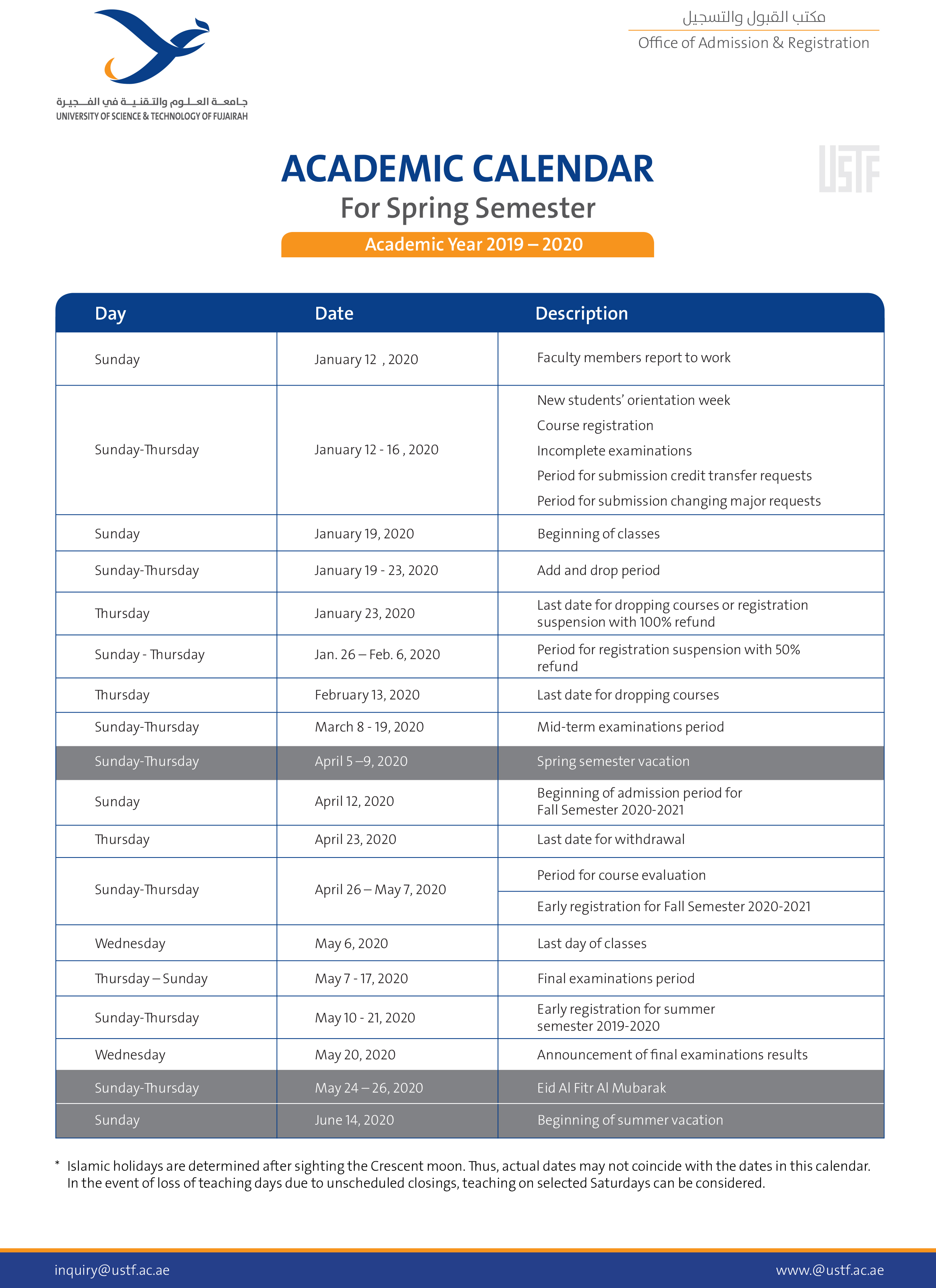Academic Calendar | Academics